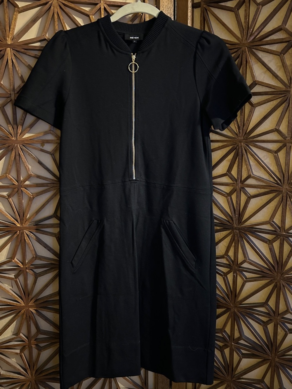 ME+EM Black Short-Sleeve Midi Dress with Front Zip 8